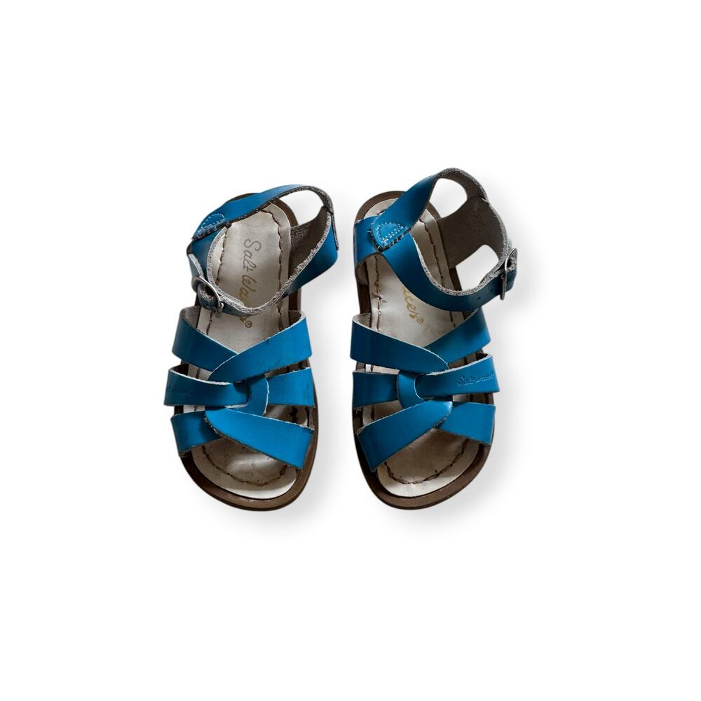 Salt Water patent turquoise sandals